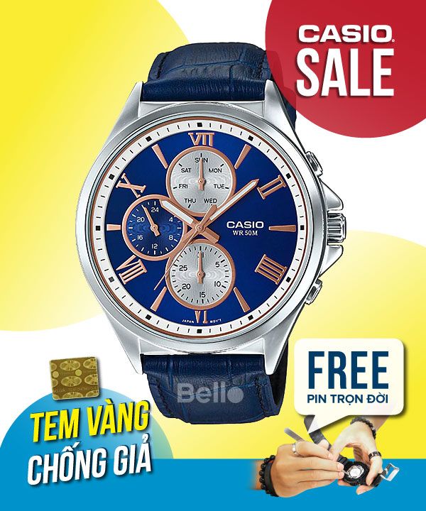 Pin Mi n Phi Tr n i MTP E316L 2A2VDF ng h Casio Tem vang ch Bello HN TP.HCM