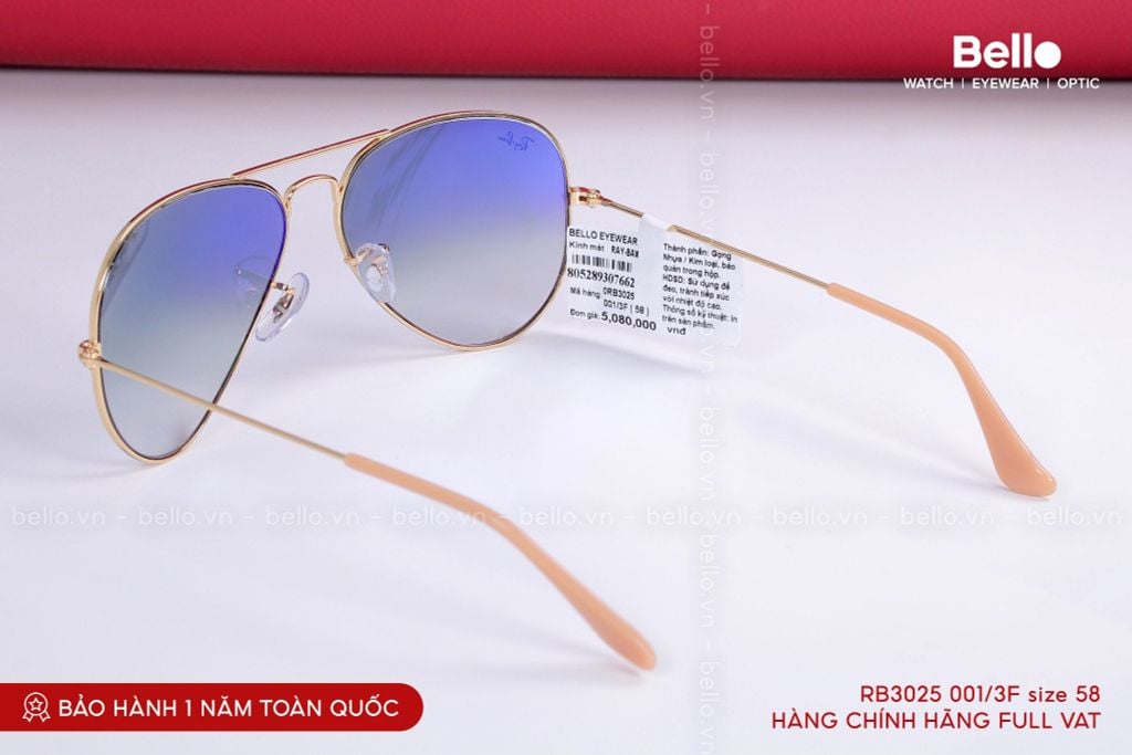  Ray-Ban RB3025 001/3F - Sale + Tặng tròng kính nhuộm màu râm cận 