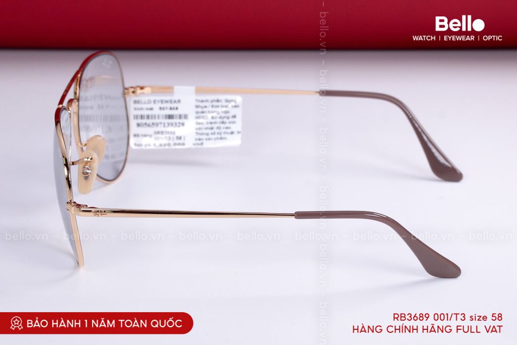  Kính Mát Ray-Ban RB3689 001/T3 size 58 chính hãng GIÁ TỐT LIÊN HỆ 0948.74.5959 (Mrs.Hà) 