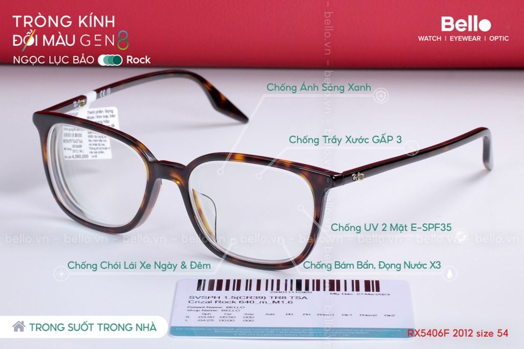  Tròng Kính Đổi Màu Essilor Transitions Gen 8 Ngọc Lục Bảo Emerald Green 