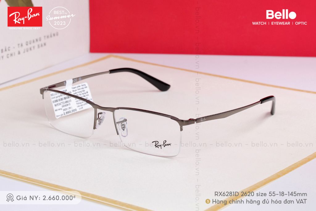  Ray ban RX6281D 2620 size 55 - Sale + Tặng tròng kính nhuộm màu râm cận 