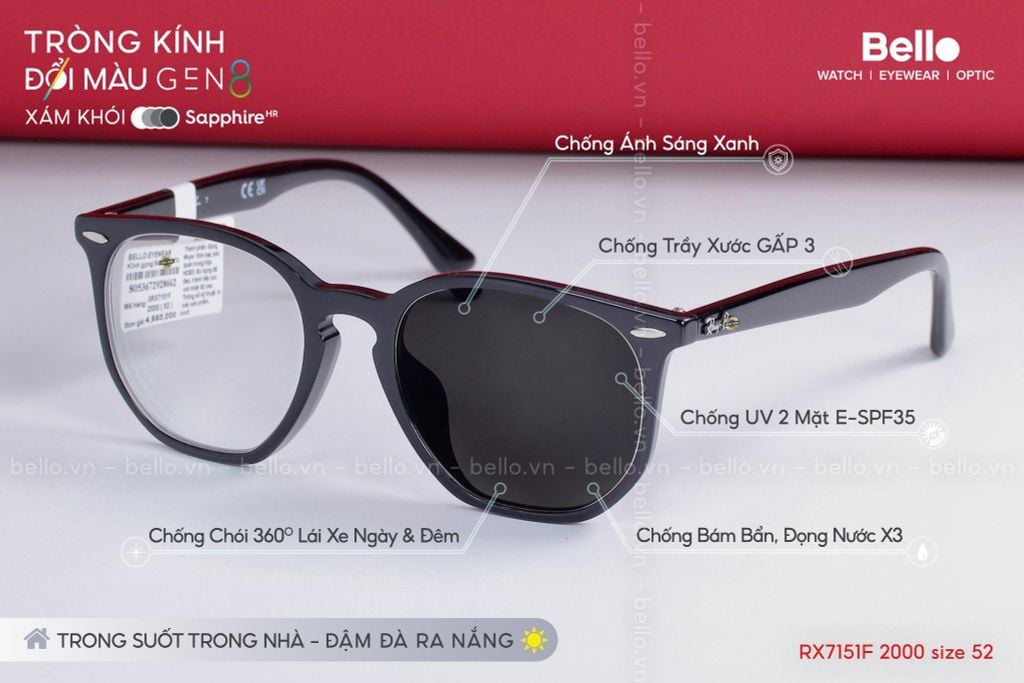  Tròng Kính Đổi Màu Essilor Transitions Signature Gen 8 Xám Khói Grey 