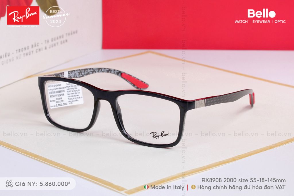  Gọng Kính Ray-Ban RX8908 2000 size 55 chính hãng GIÁ TỐT LIÊN HỆ 0948.74.5959 (Mrs.Hà) 