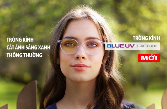 Tròng kính Essilor Crizal Sapphire UV 1.59 AS Airwear BLUE UV CAPTURE Chống chói toàn diện 360 độ