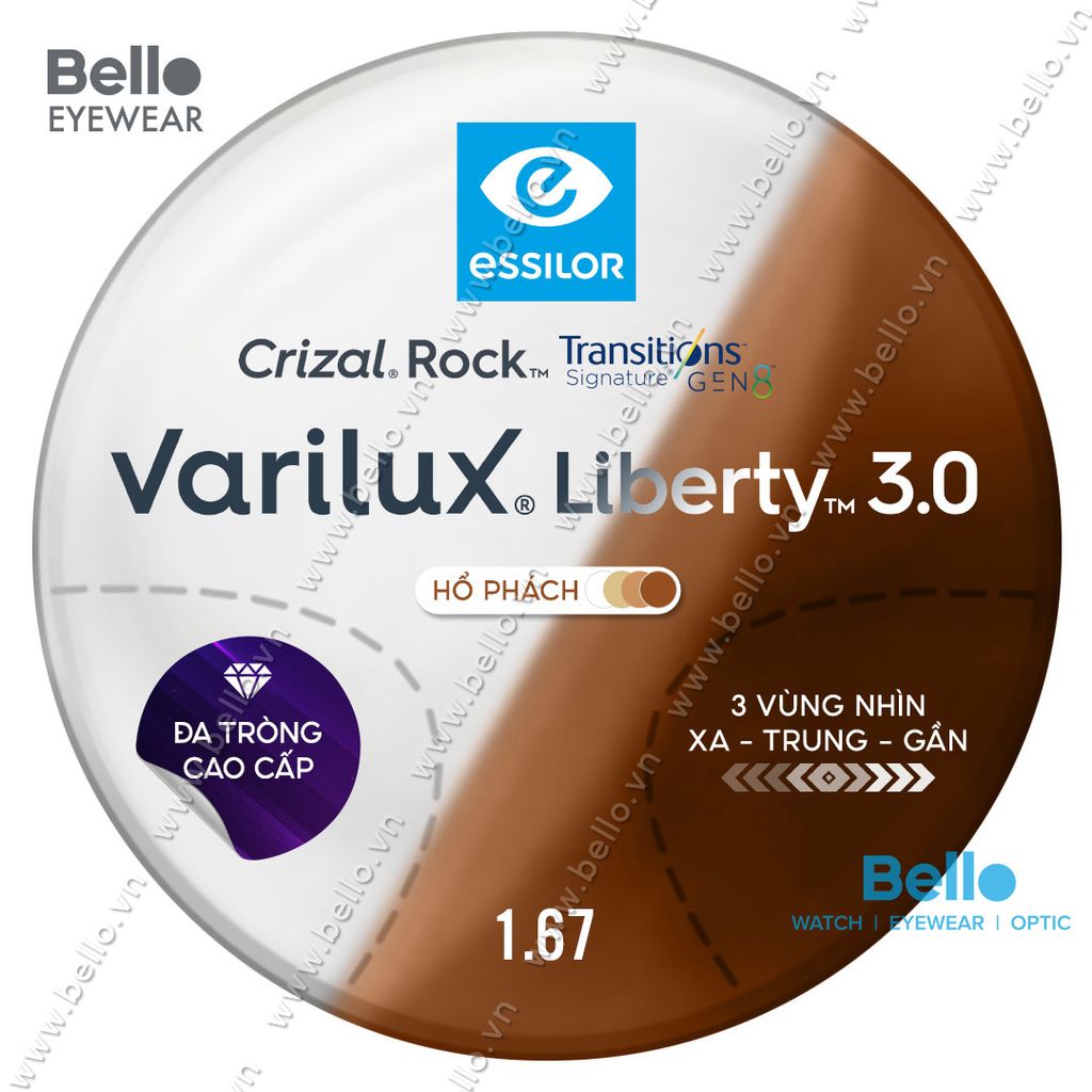  Essilor Varilux Liberty 3.0 Transitions Signature Gen 8 Hổ Phách 