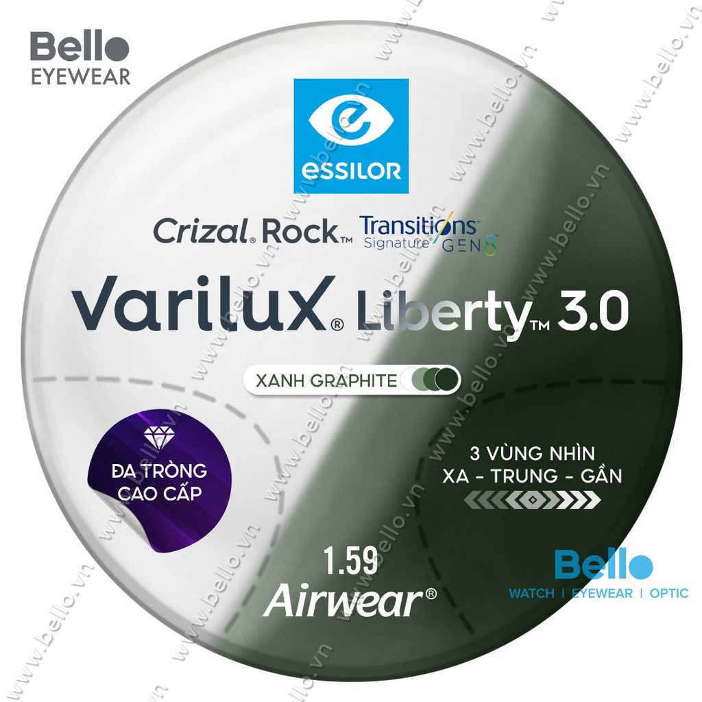  Essilor Varilux Liberty 3.0 Transitions Signature Gen 8 Xanh Lá 