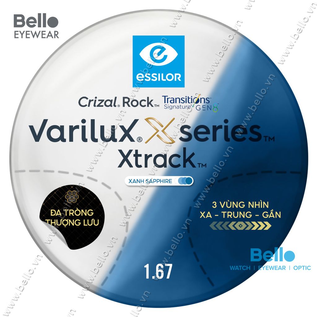  Essilor Varilux X Series X Track Transitions Signature Gen 8 Xanh Biển 