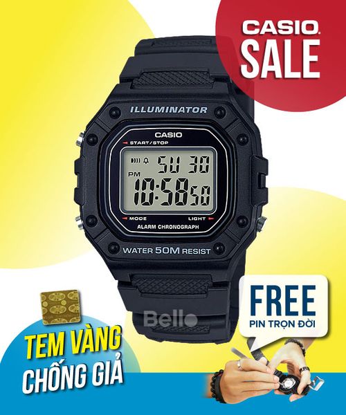  Casio W-218H-1AVDF - Uy tín từ 2009, Tem vàng chống giả, Bảo hành 1 năm, Pin miễn phí trọn đời 