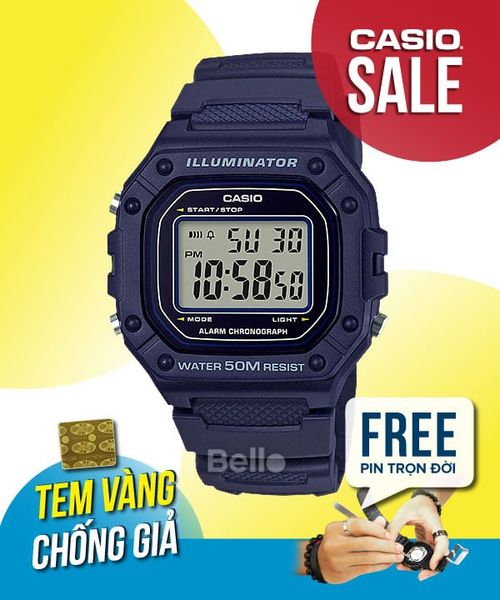  Casio W-218H-2AVDF - Uy tín từ 2009, Tem vàng chống giả, Bảo hành 1 năm, Pin miễn phí trọn đời 