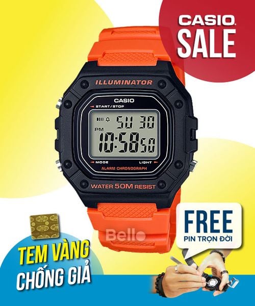  Casio W-218H-4B2VDF - Uy tín từ 2009, Tem vàng chống giả, Bảo hành 1 năm, Pin miễn phí trọn đời 