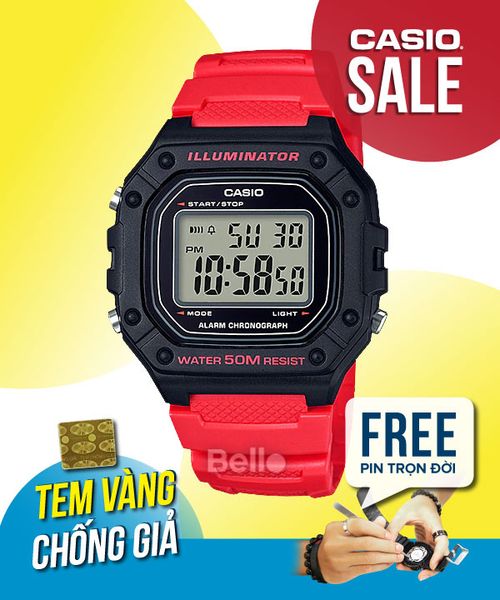  Casio W-218H-4BVDF - Uy tín từ 2009, Tem vàng chống giả, Bảo hành 1 năm, Pin miễn phí trọn đời 