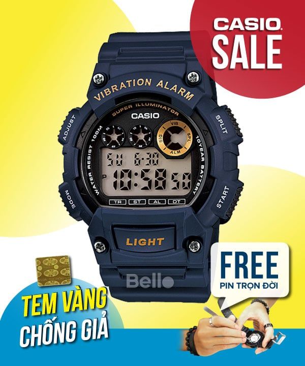  Casio W-735H-2AVDF - Uy tín từ 2009, Tem vàng chống giả, Bảo hành 1 năm, Pin miễn phí trọn đời 