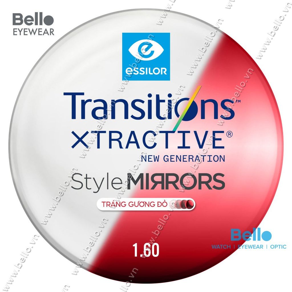  Essilor Transitions XTRActive New Generation Tráng Gương Đỏ 