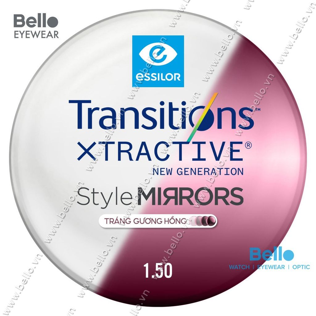  Essilor Transitions XTRActive New Generation Tráng Gương Hồng 