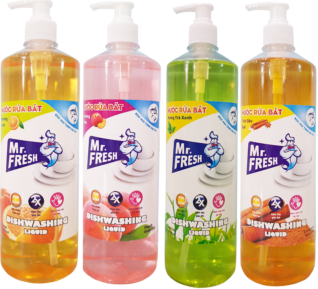 Nước rửa chén Mr Fresh 800ml ( Đào , Quế , Trà Xanh , Cam )