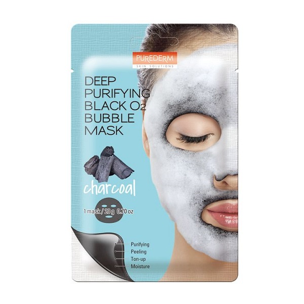Mặt Nạ Làm Sạch Than Hoạt Tính Purederm Deep Purifying Black 02 Bubble 20G (Store 5871, 5873)