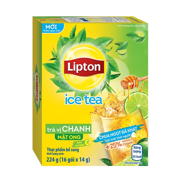 Trà Chanh Lipton Hòa Tan Tươi Mát Tỉnh Người 224G (16 Gói X 14G)