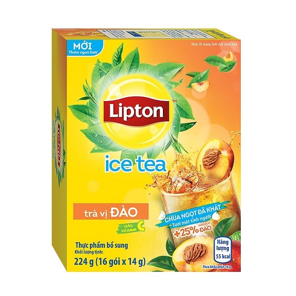 Trà Đào Lipton Hòa Tan Tươi Mát Tỉnh Người 224G (16 Gói X 14G)