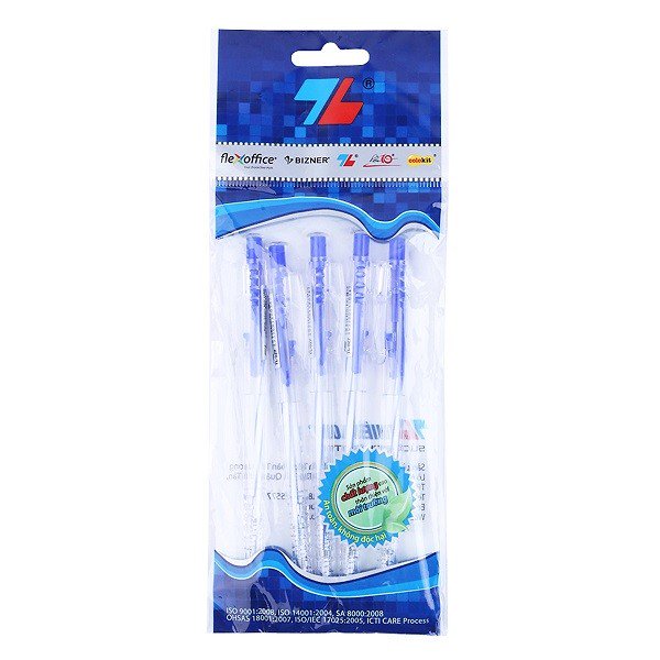 Vỉ 5 Cây Bút Bi Thiên Long Tl - 027 Mực Xanh