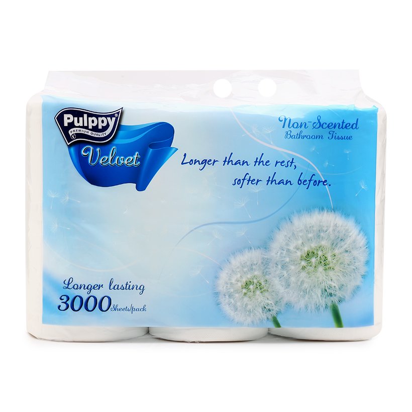 Giấy Vệ Sinh Pulppy Velvet Xanh 2 Lớp - Lốc 6 Cuộn