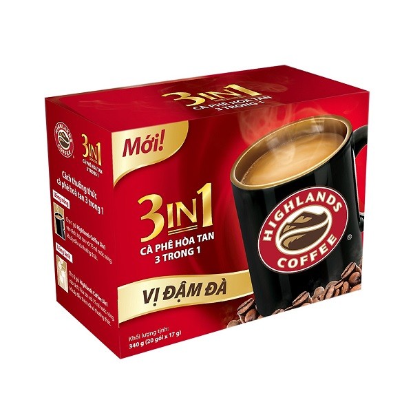 Cà Phê Hòa Tan Highlands Coffee 3 Trong 1 - Hộp 20 Gói X 17G