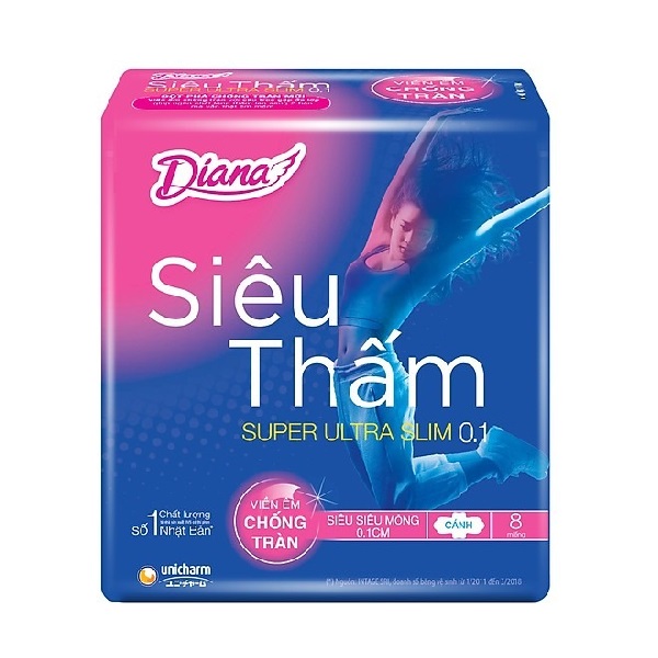 Băng Vệ Sinh Diana Siêu Thấm 0.1 8 Miếng