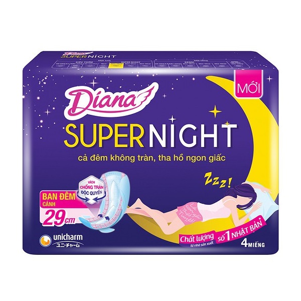 Băng Vệ Sinh Diana Đêm (Super) 29Cm 4 Miếng