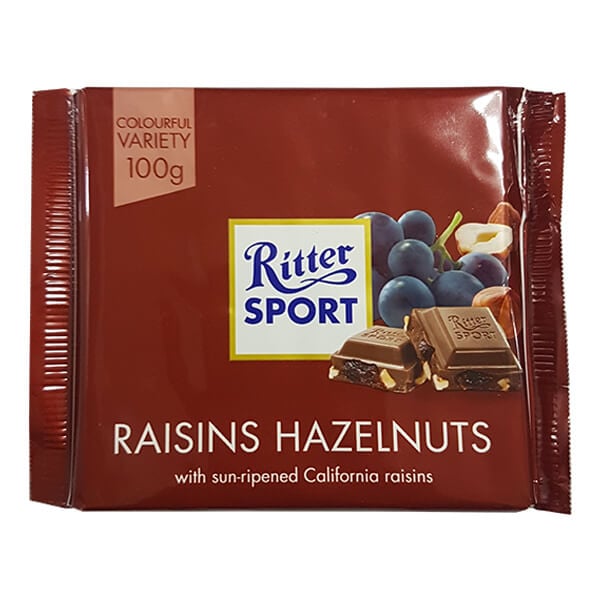 Socola Sữa Nhân Nho Khô & Hạt Dẻ Ritter Sport 100G
