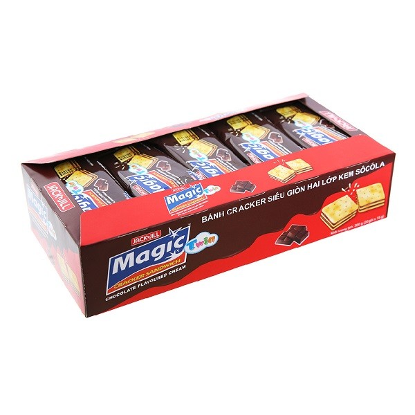 Bánh Cracker Siêu Giòn Hai Lớp Kem Socola Magic Twin Choco 300G