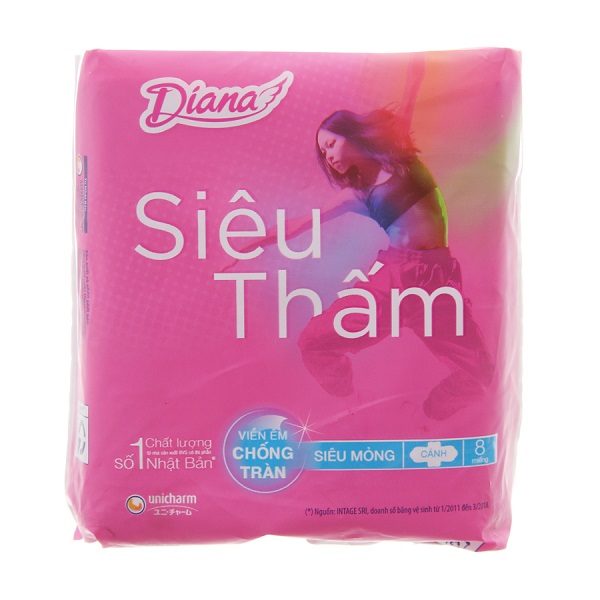 Băng Vệ Sinh Diana Siêu Mỏng Cánh 8 Miếng