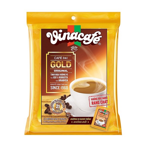 Cà Phê Hoà Tan Vinacafe 3In1 Gold Original Bịch 20G X 24 Gói
