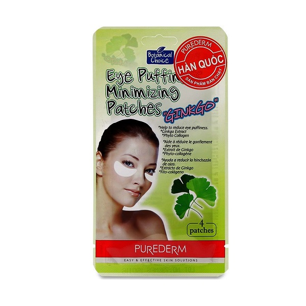 Mặt Nạ Giảm Sưng Bọng Mắt "Cây Bạch Quả" Purederm Eye Puffiness Minimizing Patches (4 Miếng/Gói)