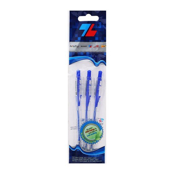 Vỉ 3 Bút Bi Thiên Long Tl - 089 Mực Xanh