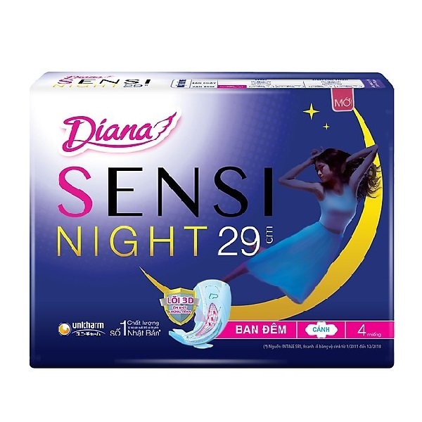 Băng Vệ Sinh Diana Sensi Đêm 4 Miếng 29Cm