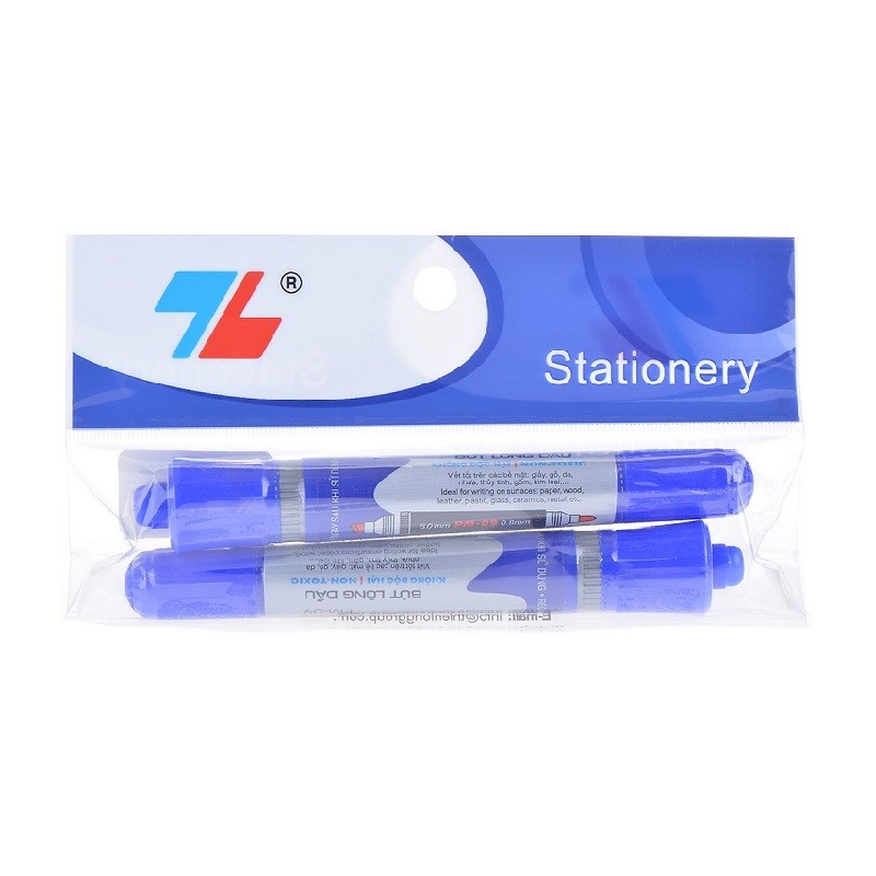 Vĩ 2 Bút Lông Đầu Thiên Long Pm09 2 Xanh