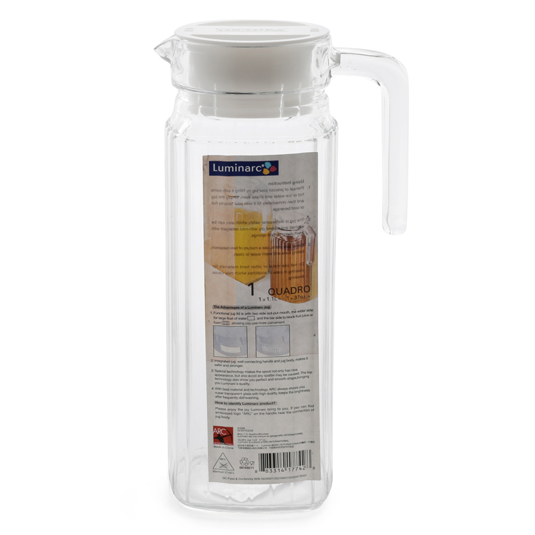 Bình Nước Thủy Tinh Luminarc Quadro 1.1L