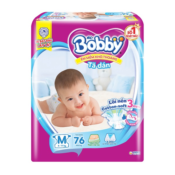 Tã Dán Bobby Siêu Mỏng Super Jumbo M76