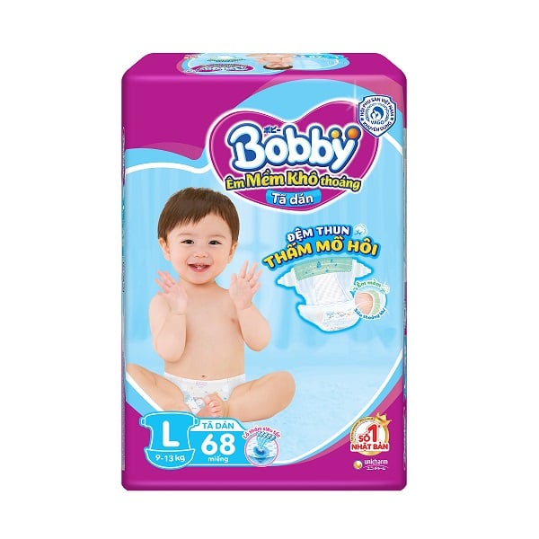 Tã Dán Bobby Siêu Mỏng Super Jumbo L68