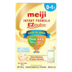 Sữa Bột Meiji Ezcube Infant Formula Hộp Giấy Cho Trẻ Từ 0-12 Tháng 432g