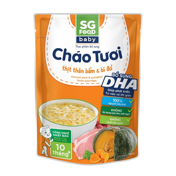 Cháo Tươi Baby Sài Gòn Food Thịt Thăn Bằm Bí Đỏ 240g