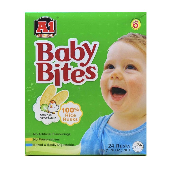 Bánh Gạo Trẻ Em Vị Rau Củ Baby Bites A1 A.k.koh - Hộp 50G