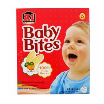 Bánh Gạo Trẻ Em Vị Cà Rốt Baby Bites A1 A.k.koh - Hộp 50G