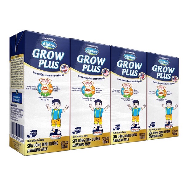 Sữa Uống Dinh Dưỡng Dielac Grow Plus Xanh 180Mlx4
