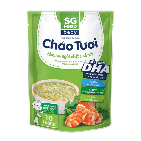 Cháo Tươi Baby Sài Gòn Food Tôm Rau Ngót Nhật Cà Rốt 240G