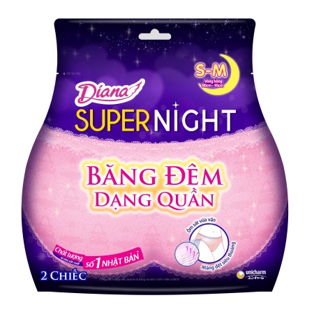 Băng Vệ Sinh Diana Ban Đêm Dạng Quần 2 Miếng S - M
