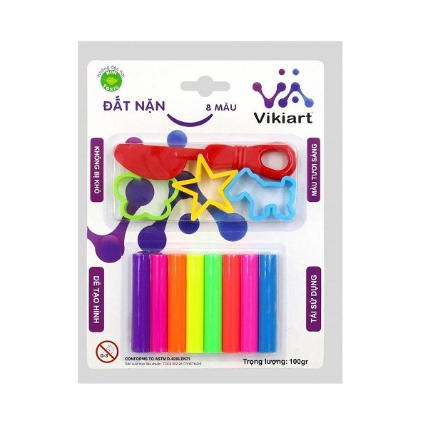 Đất Nặn Vỉ 8 Màu Vikiart Dn0810004