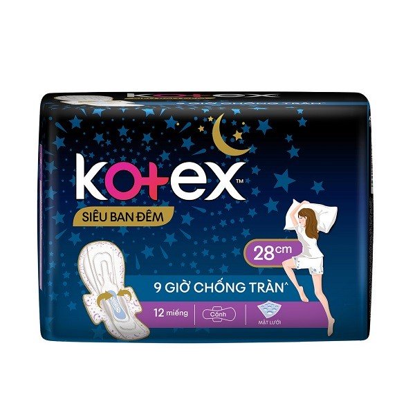 Băng Vệ Sinh Kotex Ban Đêm Có Cánh 28Cm 12 Miếng