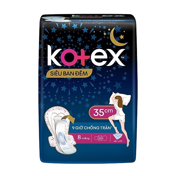 Băng Vệ Sinh Kotex Ban Đêm Có Cánh 8 Miếng 35Cm