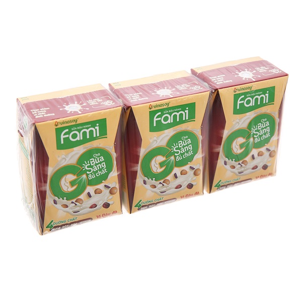 Sữa Đậu Nành Fami Go Đậu Đỏ Nếp Cẩm - Lốc 3 Hộp X 200Ml