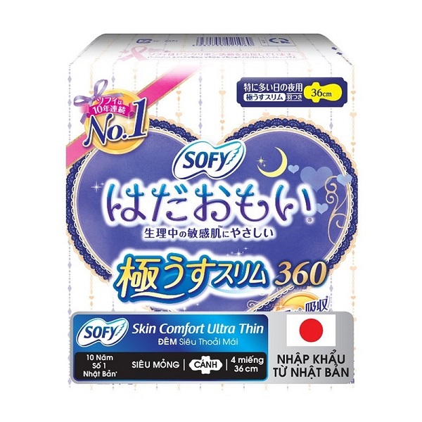 Băng Vệ Sinh Sofy Skin Comfort Ultra Thin Cánh 4 Miếng 36Cm